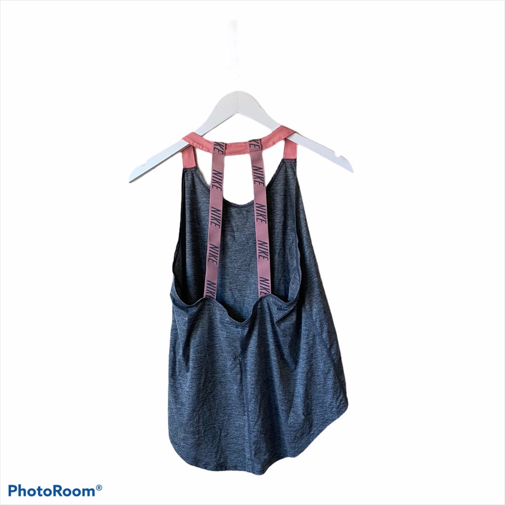 Nike Training Elastika Grey and Pink Tank Top